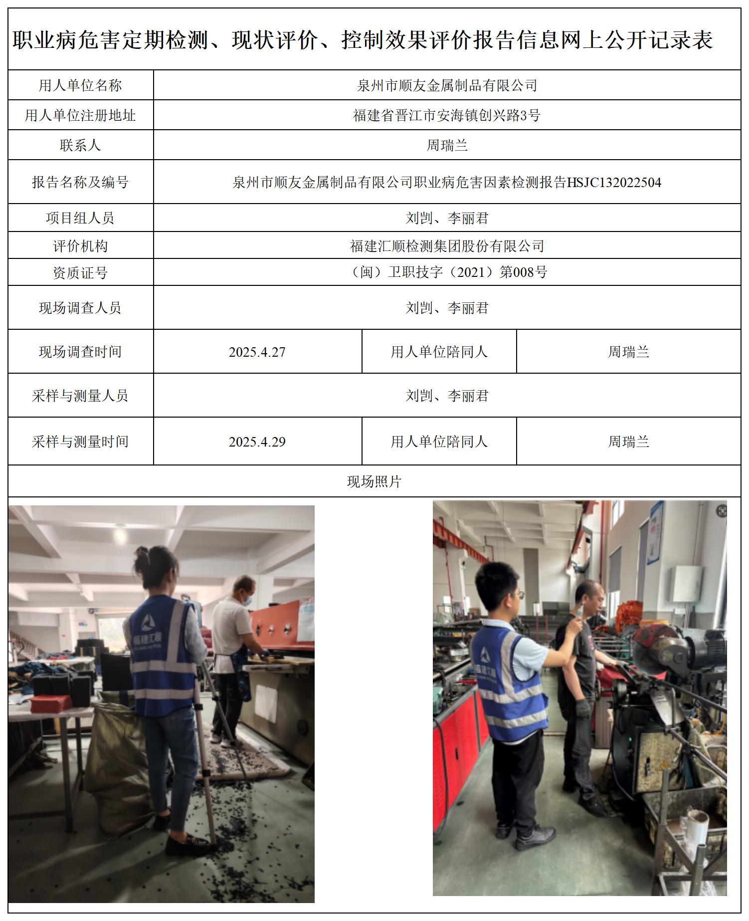 HSJC132022504泉州市顺友金属制品有限公司-职业卫生技术服务报送卡_职业病危害定期检测、现状评价、控制效果评价报告网上公开信息表.jpg