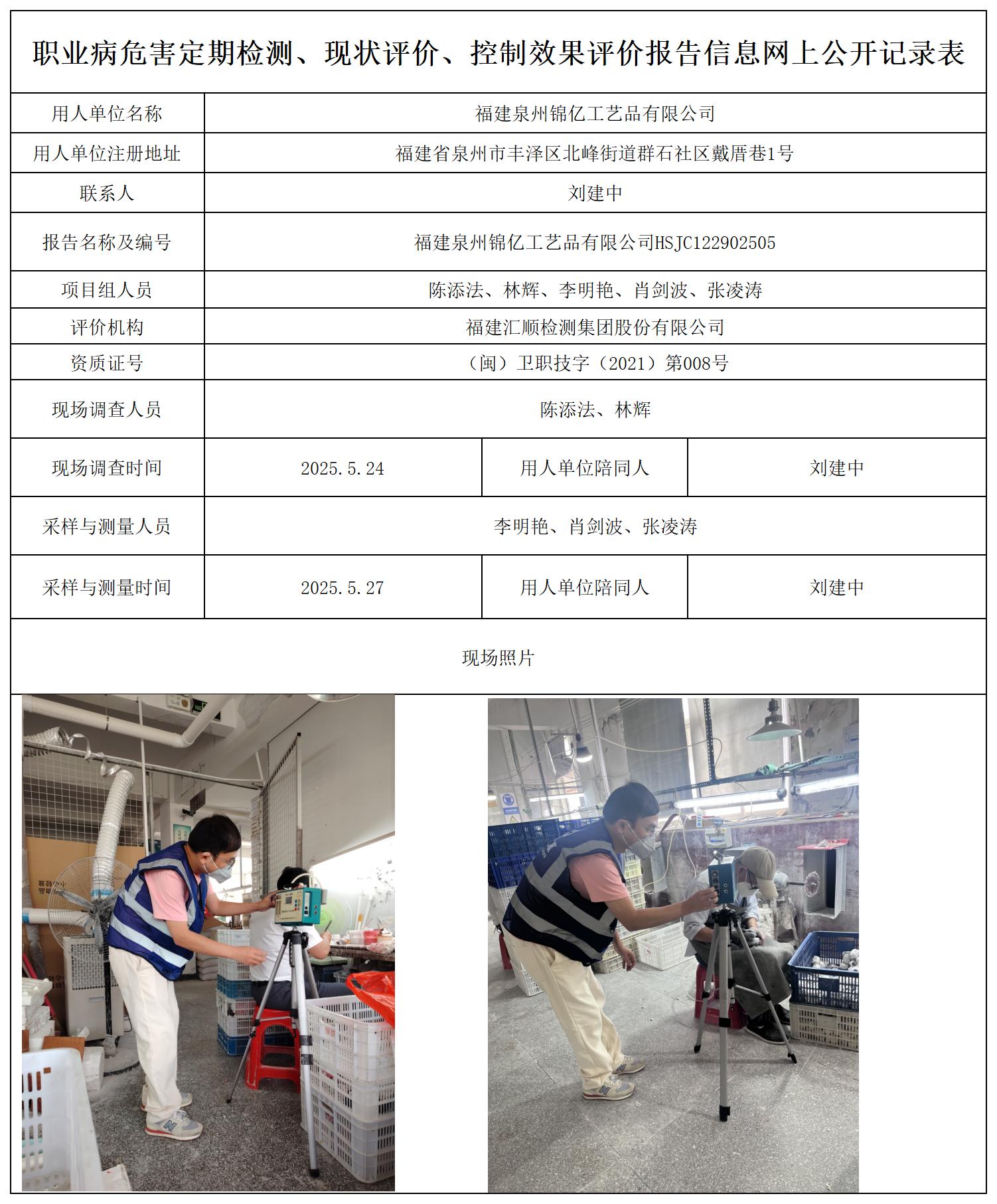 HSJC122902505福建泉州锦亿工艺品有限公司职业卫生技术服务报送卡_职业病危害定期检测、现状评价、控制效果评价报告网上公开信息表.jpg