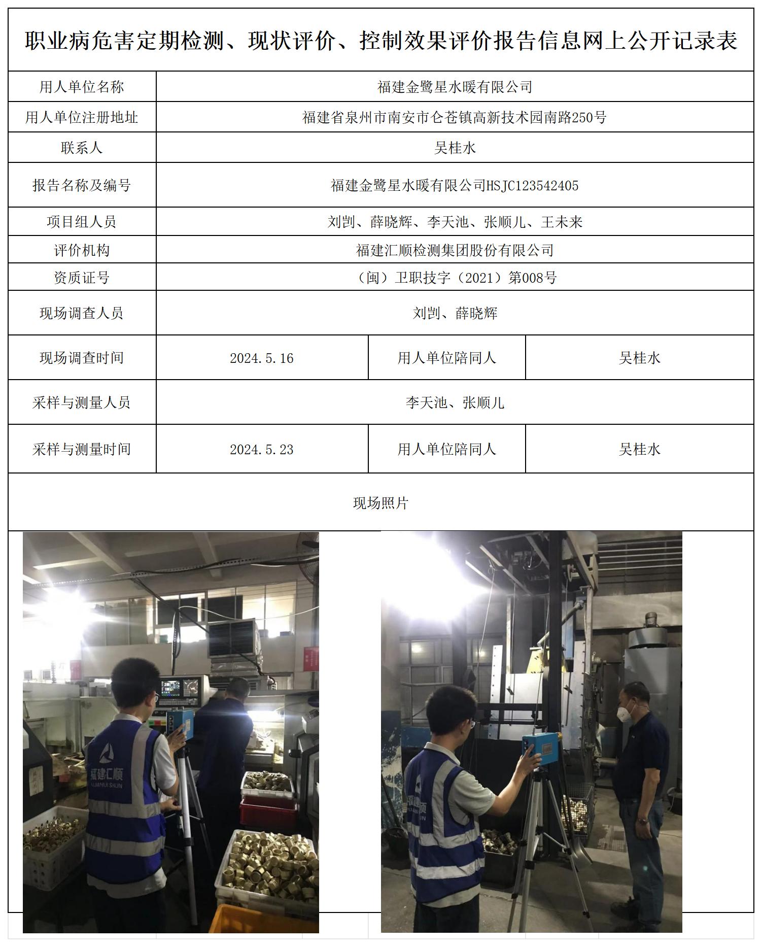 HSJC123542405福建金鹭星水暖有限公司职业卫生技术服务报送卡及各类检测评价公示页20250417_职业病危害定期检测、现状评价、控制效果评价报告网上公开信息表.jpg