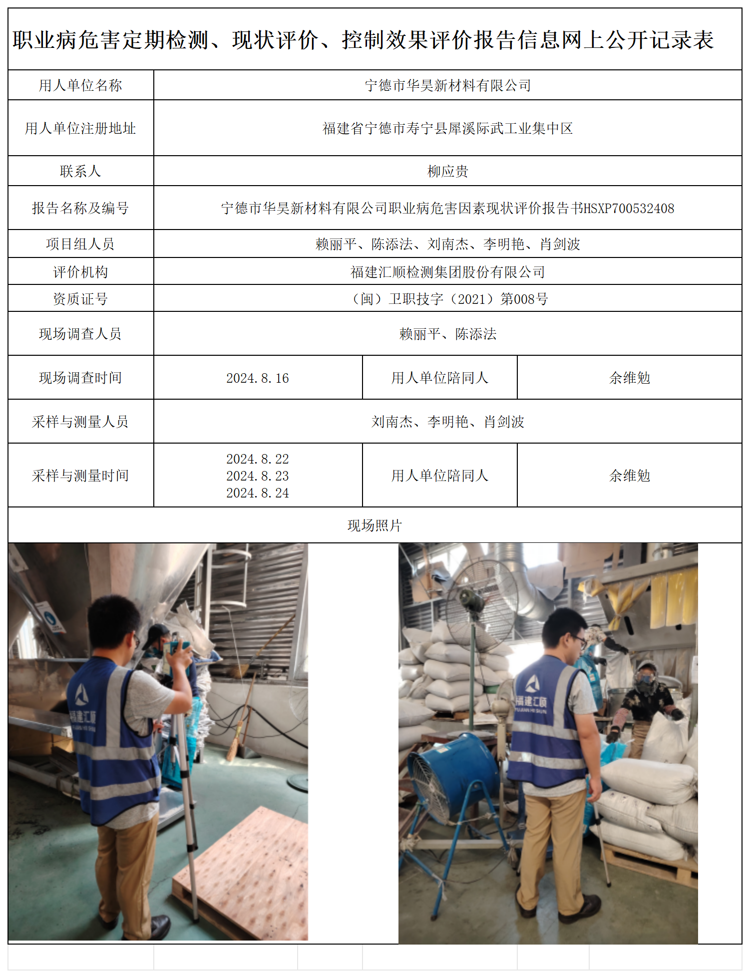 HSXP700532408宁德市华昊新材料有限公司职业卫生技术服务报送卡及各类检测评价公示页-王安钦_职业病危害定期检测、现状评价、控制效果评价报告网上公开信息表.png