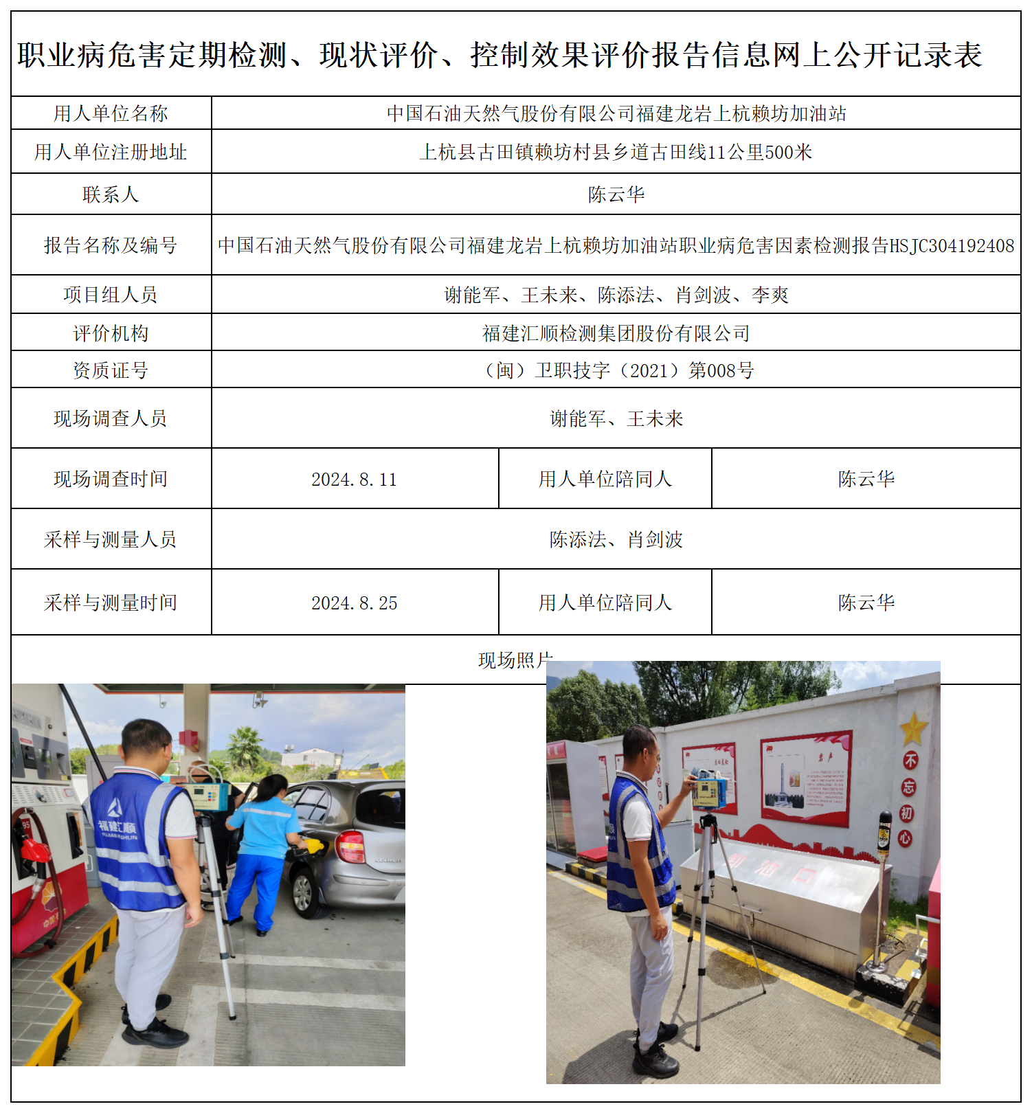 HSJC304192408中国石油天然气股份有限公司福建龙岩上杭赖坊加油站职业卫生技术服务报送卡及各类检测评价公示页-王安钦_职业病危害定期检测、现状评价、控制效果评价报告网上公开信息表.png
