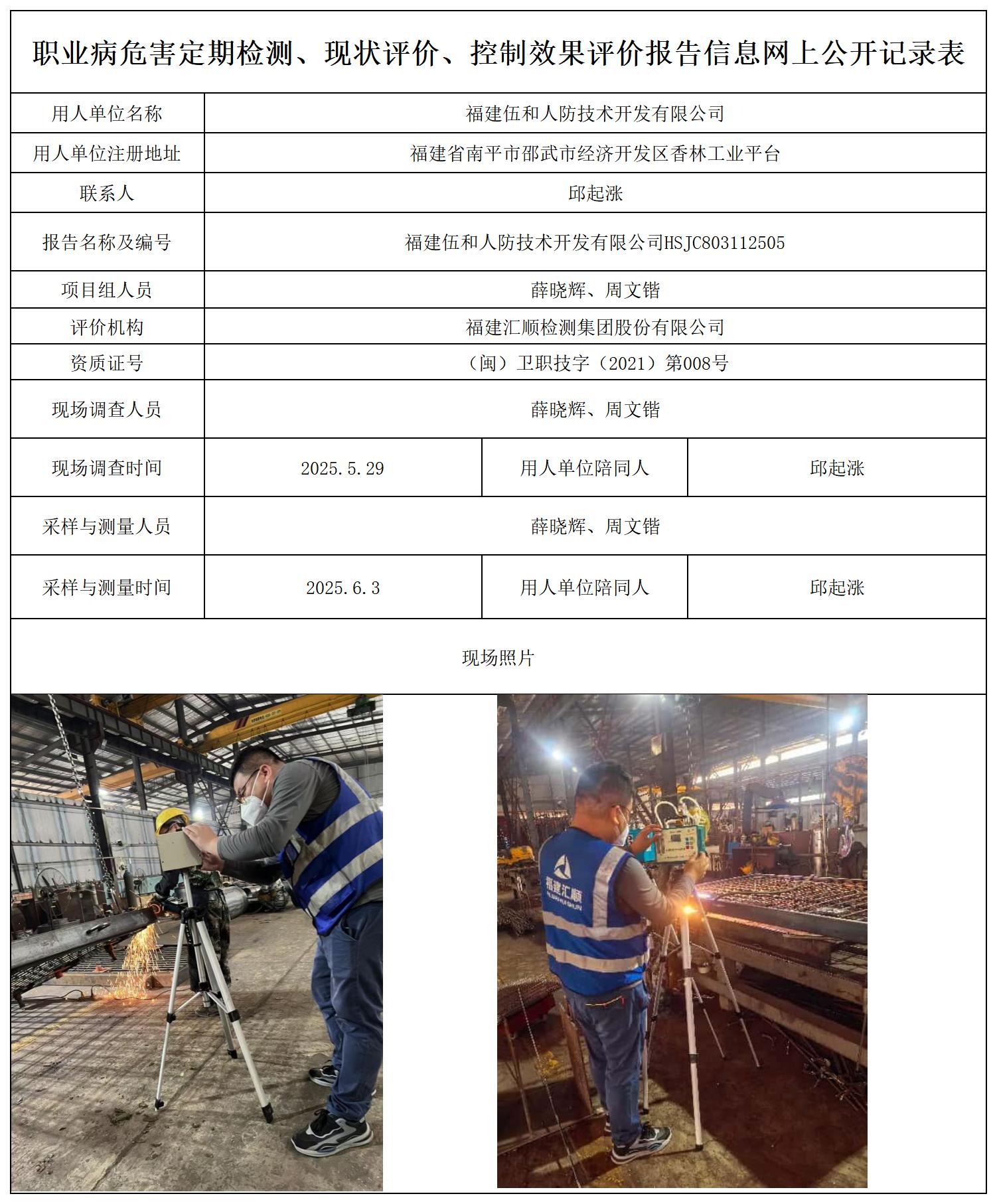 HSJC803112505 福建伍和人防技术开发有限公司最新--报送卡_职业病危害定期检测、现状评价、控制效果评价报告网上公开信息表.jpg