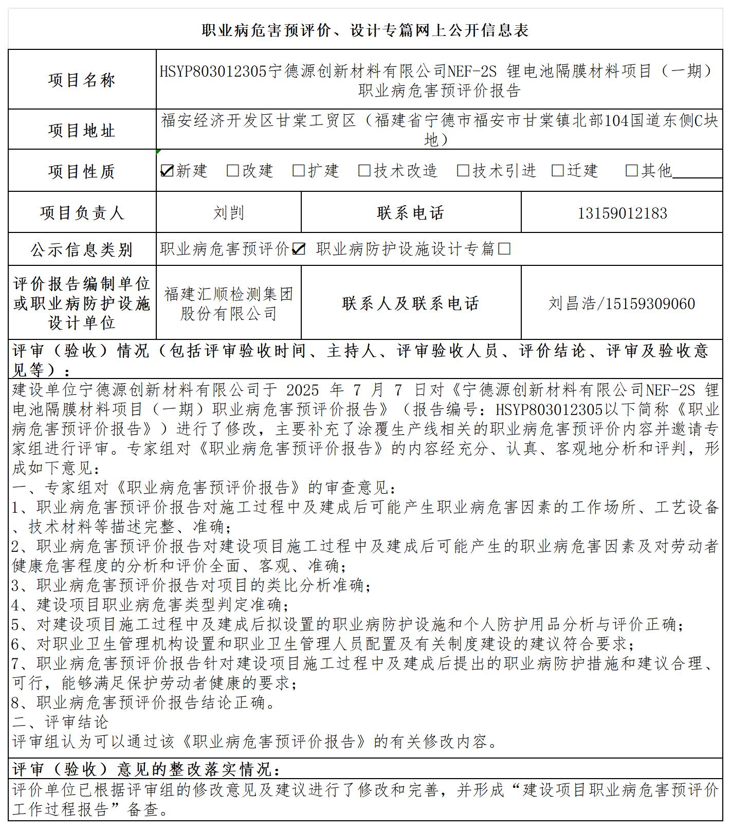 HSYP803012305宁德源创新材料有限公司NEF-2S 锂电池隔膜材料项目（一期）职业病危害预评价报告职业卫生技术服务报送卡及各类检测评价公示页_职业病危害预评价、设计专篇网上公开信息表.jpg
