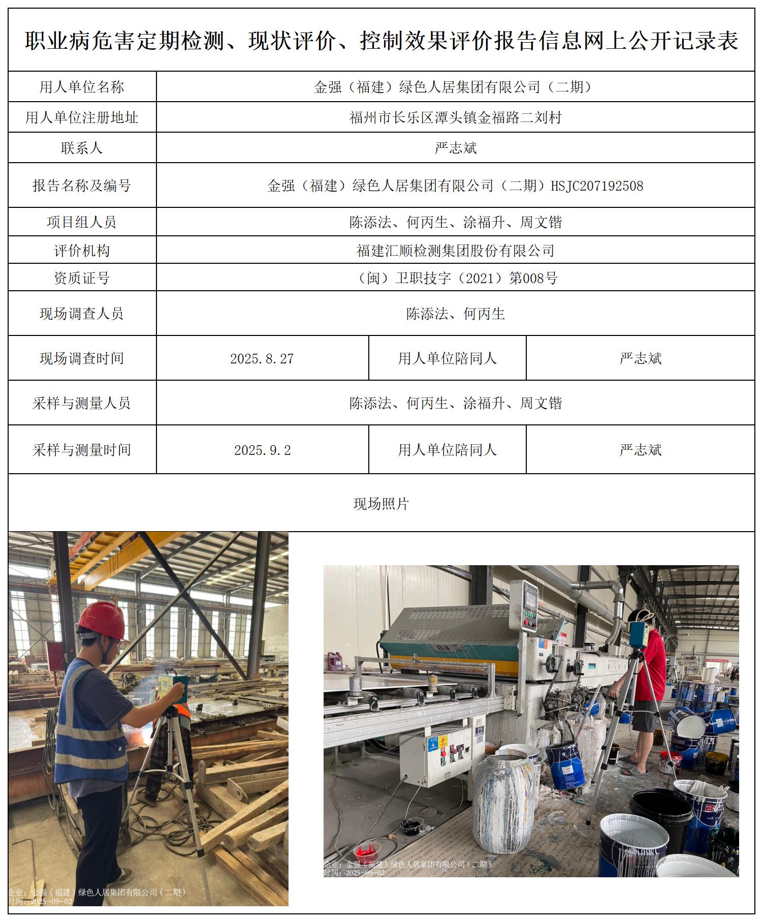 HSJC207192508金强（福建）绿色人居集团有限公司（二期）---职业卫生技术服务报送卡_职业病危害定期检测、现状评价、控制效果评价报告网上公开信息表.jpg