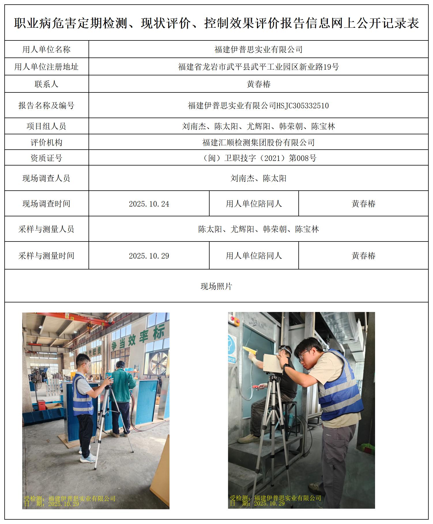 HSJC305332510福建伊普思实业有限公司最新--报送卡_职业病危害定期检测、现状评价、控制效果评价报告网上公开信息表.jpg